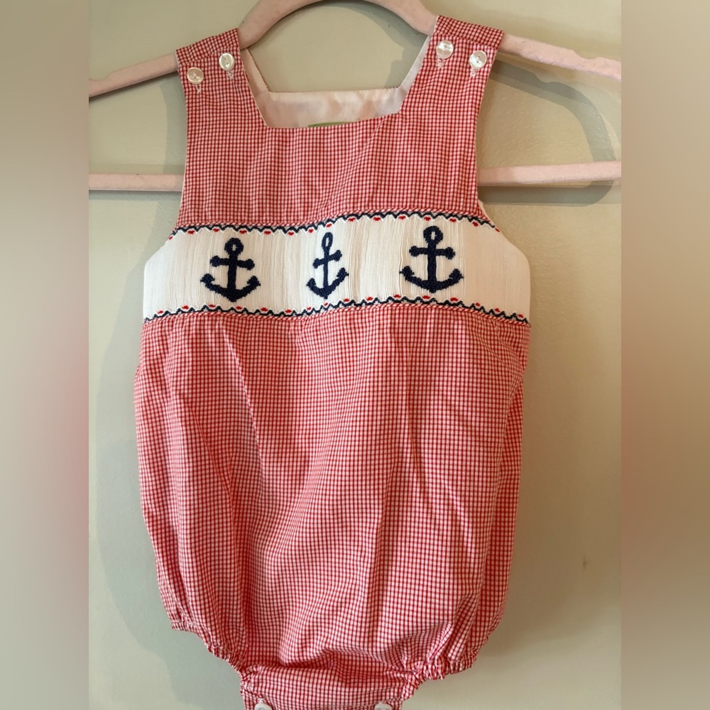 Red Anchor Pattern Kids Bodysuit